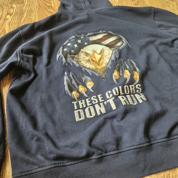 Bradford Exchange Military Hoodie Mens Large Navy Full Zip Flag USA Eagle - Picture 3 of 5